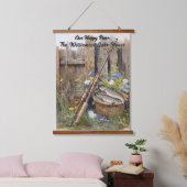 Custom Rustic Lake House Fischereikabine Wandteppich Mit Holzrahmen (Schlafzimmer)