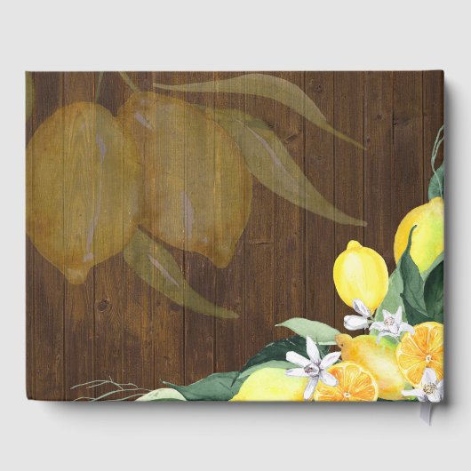 Custom Rustic Lemons and Blätter Wedding Guest Boo Gästebuch (Rückseite)