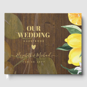 Custom Rustic Lemons and Blätter Wedding Guest Boo Gästebuch
