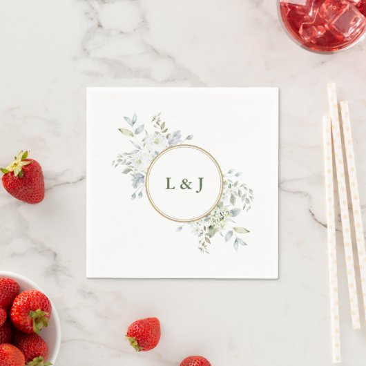 Custom Rustic Monogram Greenerity Initials Wedding Serviette (Beispiel)