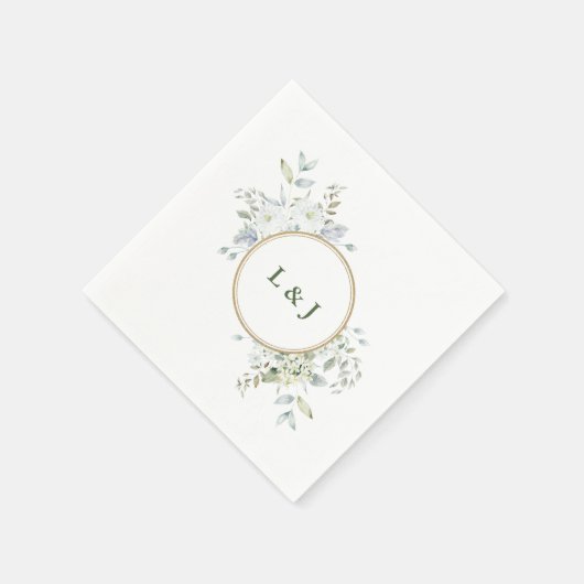 Custom Rustic Monogram Greenerity Initials Wedding Serviette (Ecke)