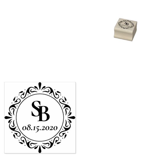 Custom Rustic Monogram Wedding Gummistempel (Stempel)