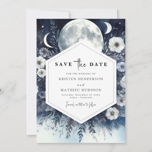 Custom Rustic Moonlit Wedding Save The Date (Vorderseite)