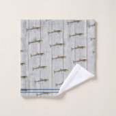 Custom Rustic Nautical Blue Lmon Gray Wood Badhandtuch Set (Waschlappen)