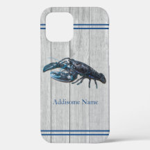 Custom Rustic Nautical Blue Lobster Grau Wood Case