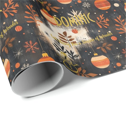 Custom Rustic Ornaments und Folies Weihnachten Geschenkpapier (Rolleneckpunkt)