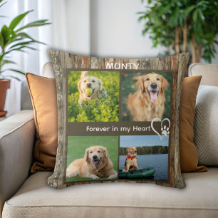 Custom Rustic Pet Memorial Foto Collage Kissen