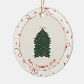 Custom Rustic Pine Tree Red Green Keramik Ornament (Links)