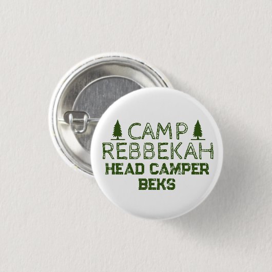 Custom Rustic Retro Camp Bachelorette Green Button (Vorne & Hinten)