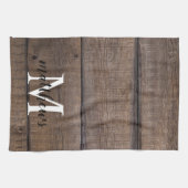 Custom Rustic Script Monogram Name Farmhouse Geschirrtuch (Horizontal)