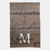 Custom Rustic Script Monogram Name Farmhouse Geschirrtuch (Vertikal)