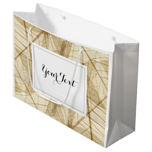 Custom Rustic Sheer Lace Blätter Große Geschenktüte (Vorderseite Schrägansicht)