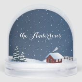 Custom Rustic Snowy Cabin Scene Snow Globe Schneekugeln (Rückseite)