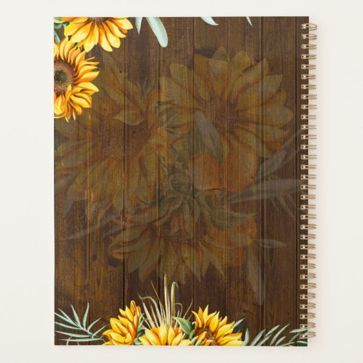 Custom Rustic Sonnenblumen Pampas Grass Hochzeit Planer (Rückseite)