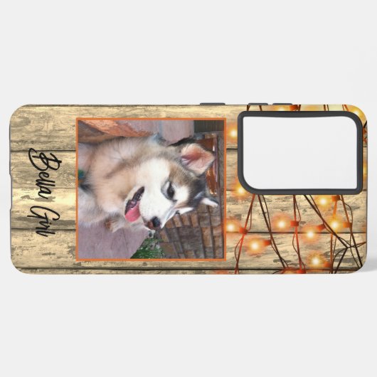 Custom Rustic Square Foto Alaskan Malamute Puppy Samsung Galaxy Hülle (Linke Seite)
