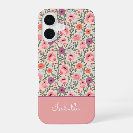 Custom Rustic-Style Watercolor Wildflowers iPhone 16 Hülle (Rückseite)