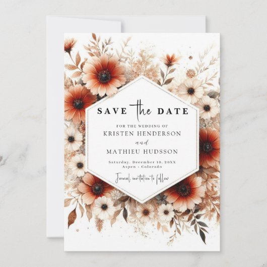 Custom Rustic Terracotta Wedding Save The Date (Vorderseite)
