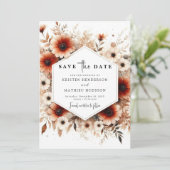 Custom Rustic Terracotta Wedding Save The Date (Stehend Vorderseite)