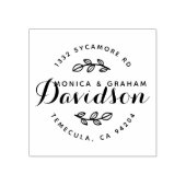 Custom Rustic Typografy | Just Married Address Gummistempel (Prägung)