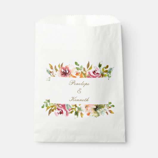 Custom Rustic Watercolor Floral Wedding Geschenktütchen (Vorderseite)