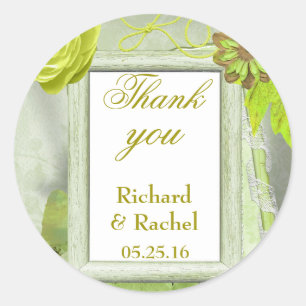 Custom Rustic Wedding Danke Green Runder Aufkleber