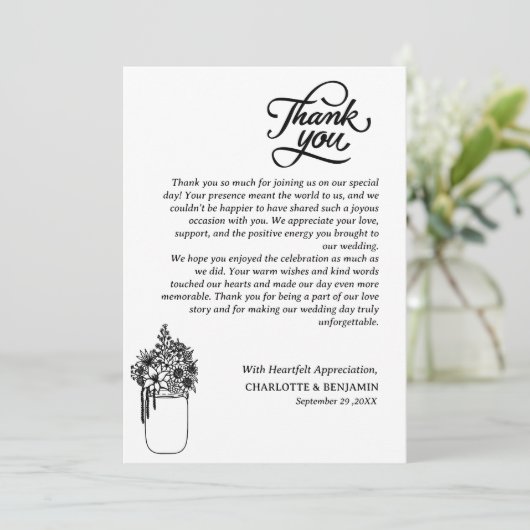 Custom Rustic Wedding Dankeskarte (Stehend Vorderseite)