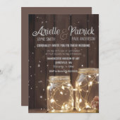 Custom Rustic Wedding Holz Barn Lighting Mason Jar Einladung (Vorne/Hinten)