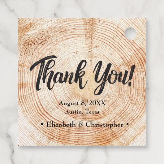 Custom Rustic Wedding Holz Cut Danke Geschenkanhänger (Rückseite)