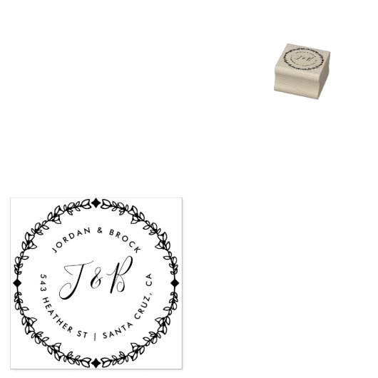 Custom Rustic Wedding Initials Rücksendeadresse Gummistempel (Stempel)