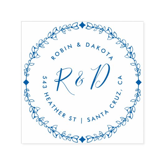 Custom Rustic Wedding Initials Rücksendeadresse Permastempel (Design)