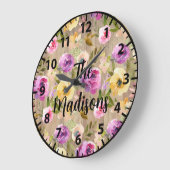 Custom Rustic Wood Blume Frühlingsfarben Große Wanduhr (Winkel)