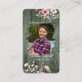 Custom Rustic Wood Botanical Photo Memorial Card Visitenkarte (Vorderseite)