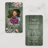 Custom Rustic Wood Botanical Photo Memorial Card Visitenkarte (Vorne/Hinten)