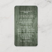 Custom Rustic Wood Botanical Photo Memorial Card Visitenkarte (Rückseite)