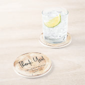 Custom Rustic Wood Disk Vielen Dank Script Wedding Getränkeuntersetzer (Seite)