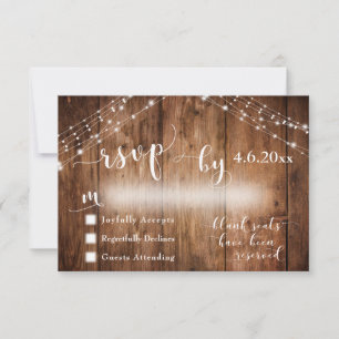 Custom Rustic Wood & Lights Wedding RSVP