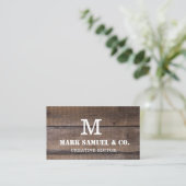 Custom Rustic Wood Monogram Berufliche Bar Visitenkarte (Stehend Vorderseite)