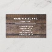 Custom Rustic Wood Monogram Berufliche Bar Visitenkarte (Rückseite)