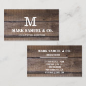 Custom Rustic Wood Monogram Berufliche Bar Visitenkarte (Vorne/Hinten)