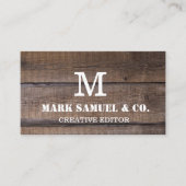 Custom Rustic Wood Monogram Berufliche Bar Visitenkarte (Vorderseite)