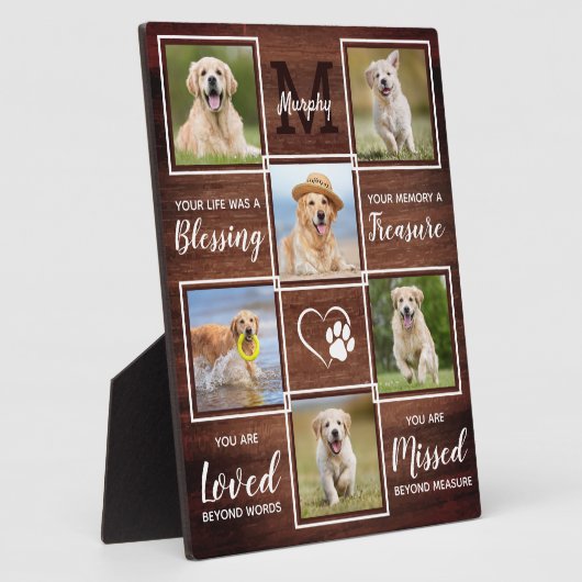 Custom Rustic Wood Pet Memorial 6 Foto Collage Fotoplatte (Seite)