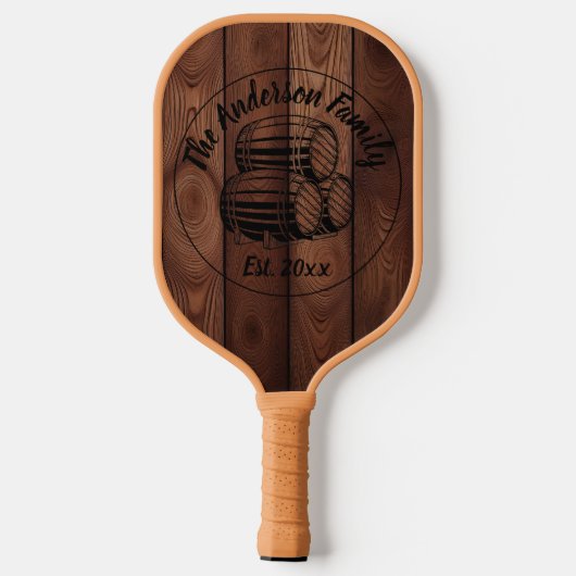 Custom Rustic Wood Texture Pickleball Schläger (Rückseite)
