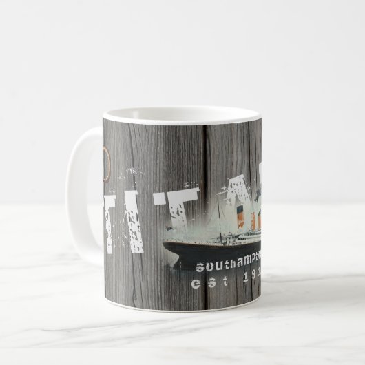 Custom Rustic Wood Titanic Kaffeetasse (Vorderseite Links)
