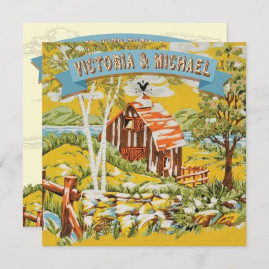 Custom Rustic Woodland Barn Wedding Einladung (Vorne/Hinten)