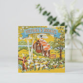 Custom Rustic Woodland Barn Wedding Einladung (Stehend Vorderseite)