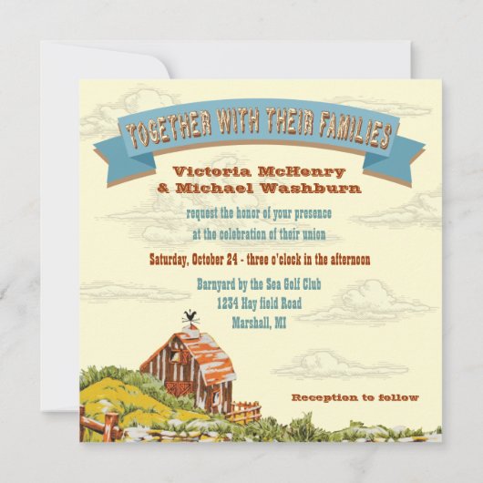 Custom Rustic Woodland Barn Wedding Einladung (Rückseite)