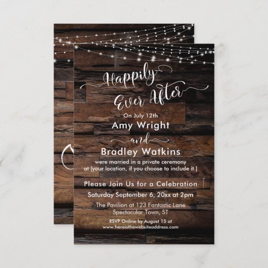 Custom - Rustikale Holzleuchten glücklich immer Einladung (Vorne/Hinten)