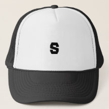 Custom S Monogram Handsome Cap in White and Black