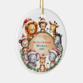 Custom Safari Animals Baby 1st First Christmas Keramik Ornament (Rechts)