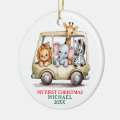 Custom Safari Animals Baby 1st First Christmas Keramik Ornament (Links)